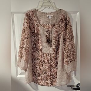 Westport 1962 multicolor 3/4 sleeve lightweight sheer blouse size large